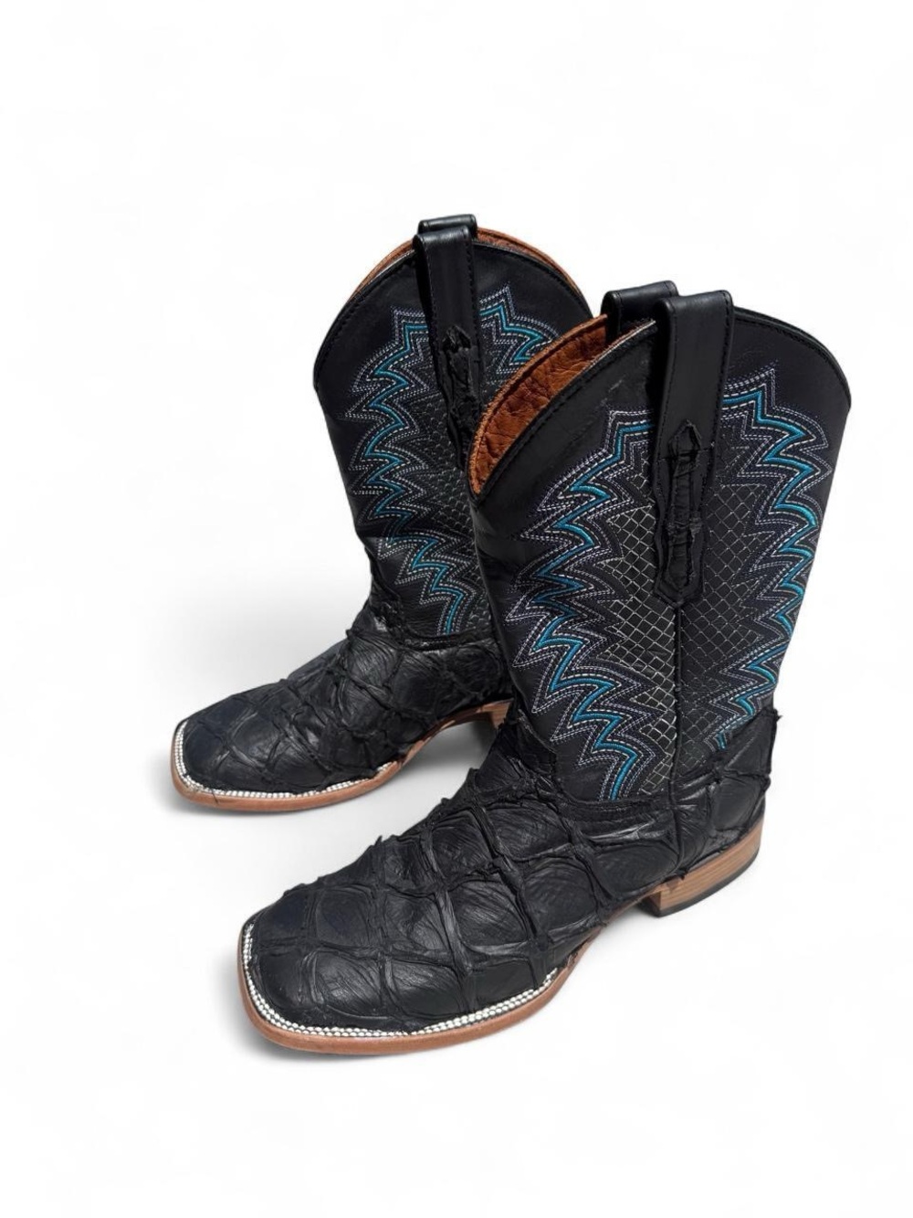 Vaccari Black Pirarucu Cowboy Boots
